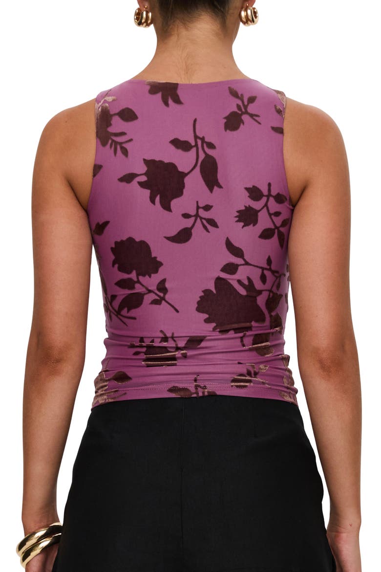 Angelical Flocked Velvet Sleeveless Top, Alternate, color, PURPLE