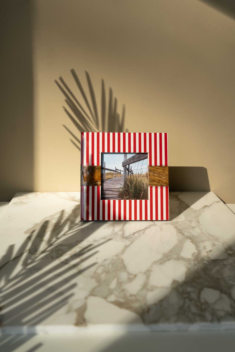 4x4 Cabana Stripe Red Photo Picture Frame, Alternate, color, Red