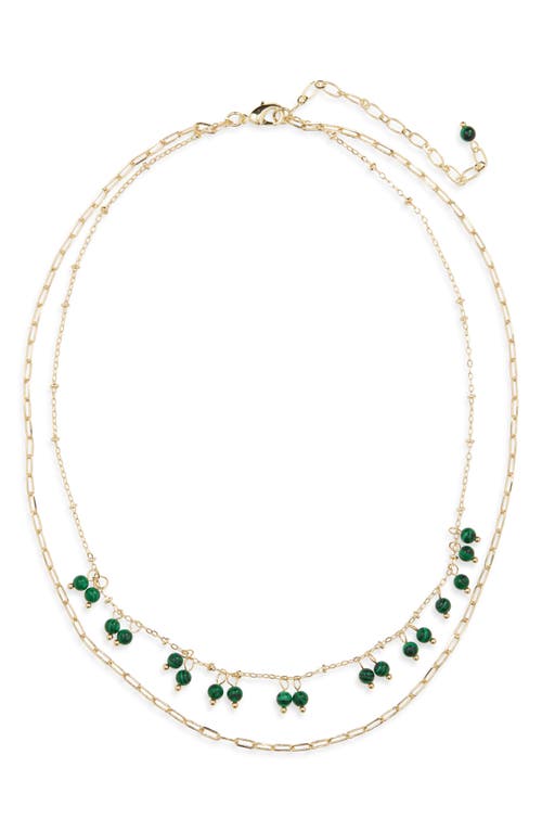 Panacea Malachite Drop Double Row Necklace In Green
