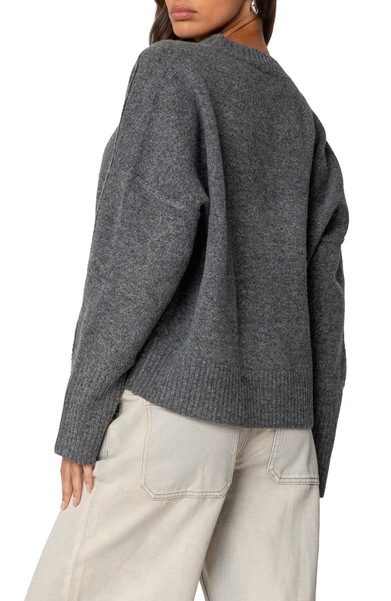 EDIKTED Shirley Oversize Crewneck Sweater, Alternate, color, Dark-Gray