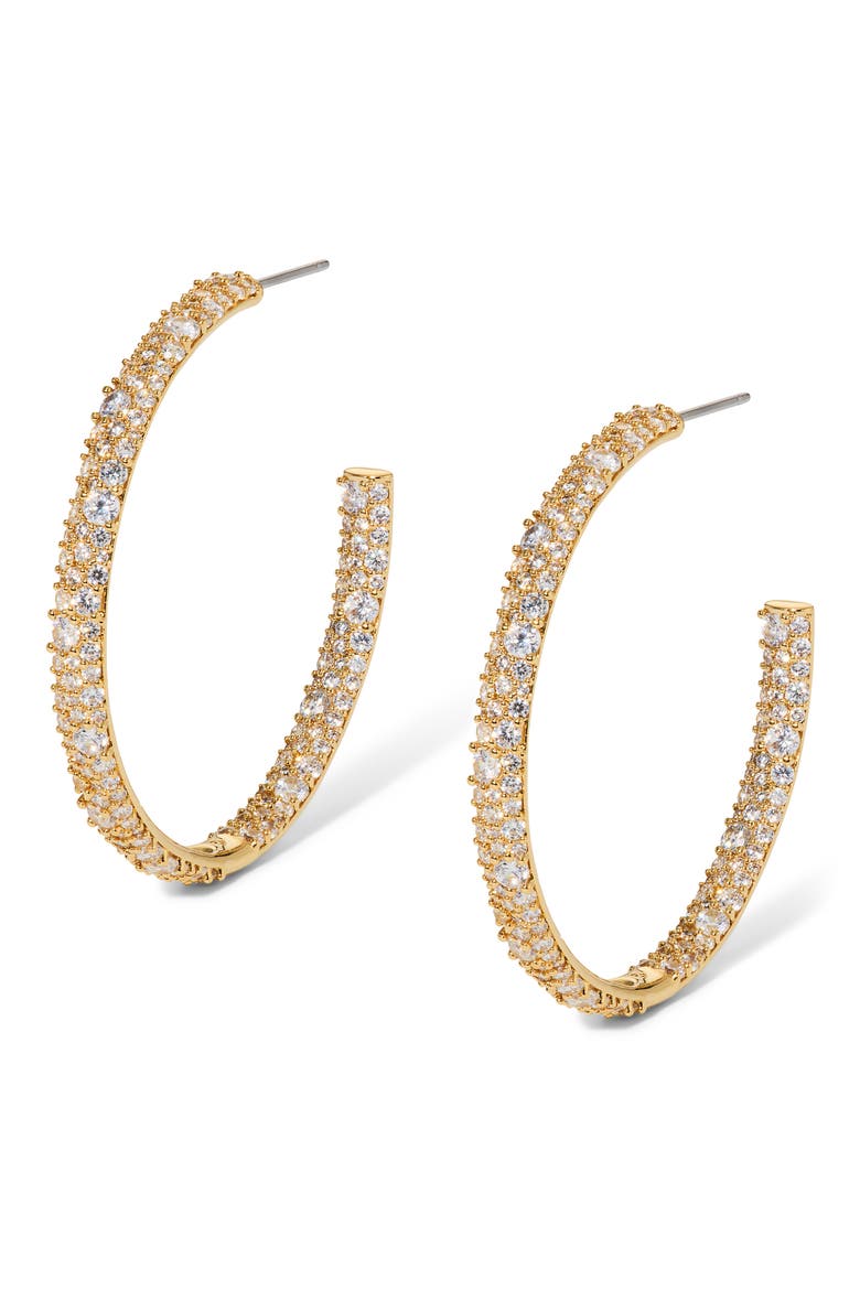 The Perfect Gift Crushed Pavé Inside Out Hoop Earrings, Main, color, GOLD