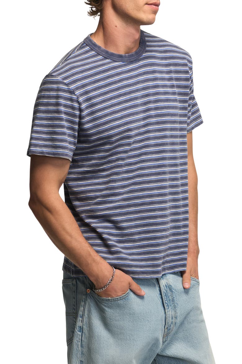 Weekend Relaxed Stripe Cotton T-Shirt, Alternate, color, BLUE MULTI