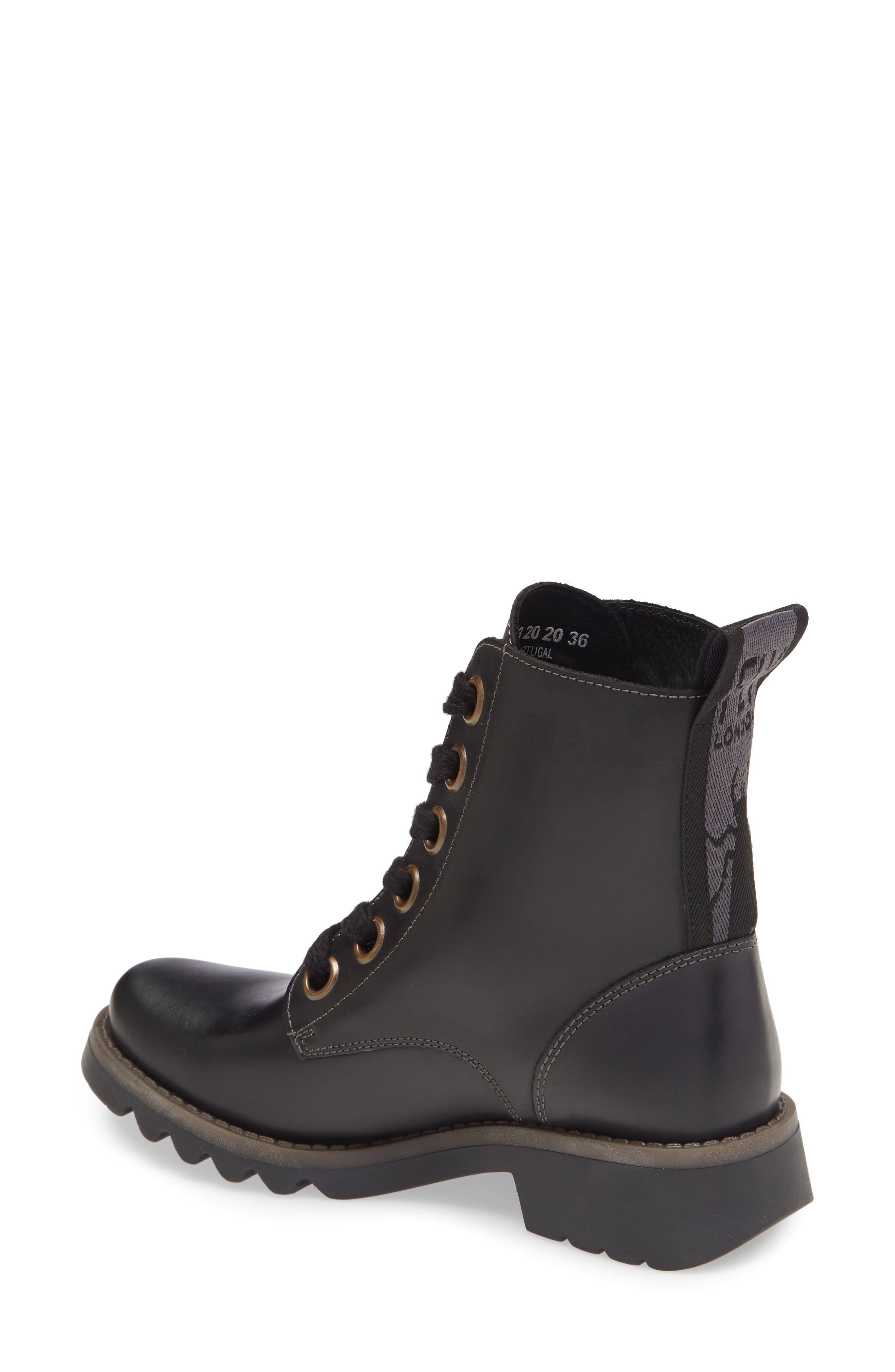 Fly London Ragi Combat Boot, Alternate, color, Black Leather