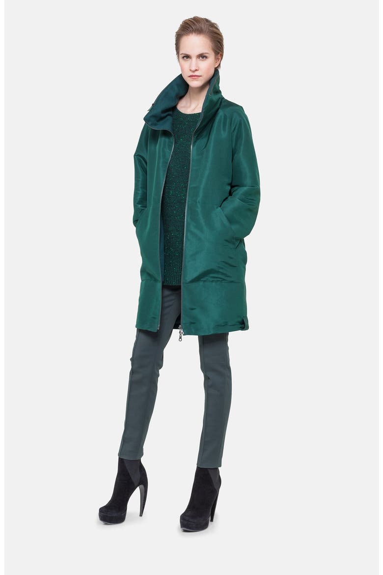Reversible Silk & Cashmere Parka, Main, color, GREEN