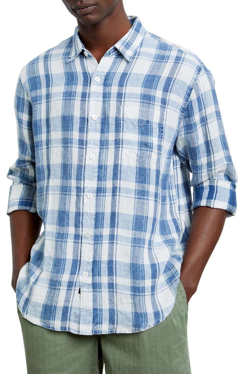 Rails Havana Plaid Linen Button-Up Shirt, Main, color,