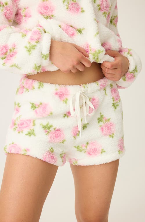 Pj Salvage Let's Get Cozy Drawstring Shorts In White