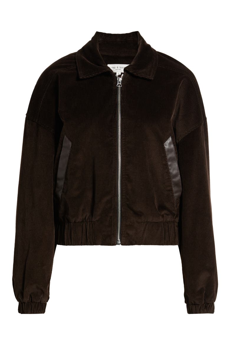Lara Cotton Blend Corduroy Bomber Jacket, Alternate, color, DARK BROWN