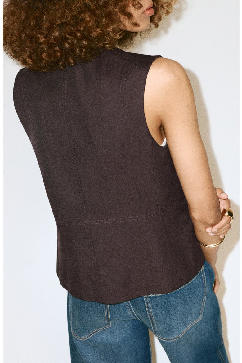 Button Vest, Alternate, color, CHOCOLATE