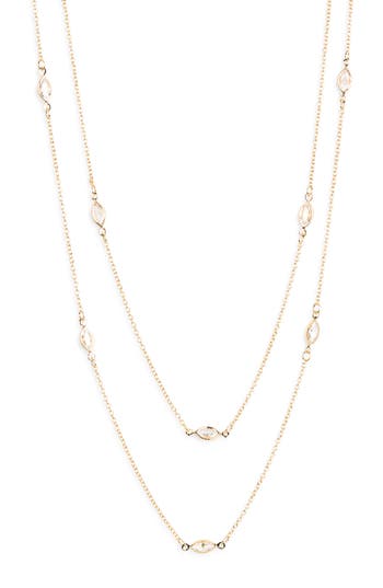 Nordstrom Rack Marquise Cubic Zirconia Station Layered Necklace In Gold
