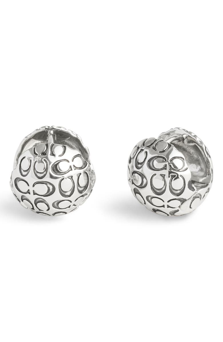 COACH Quilted Orb Huggie Earrings, Main, color, 
