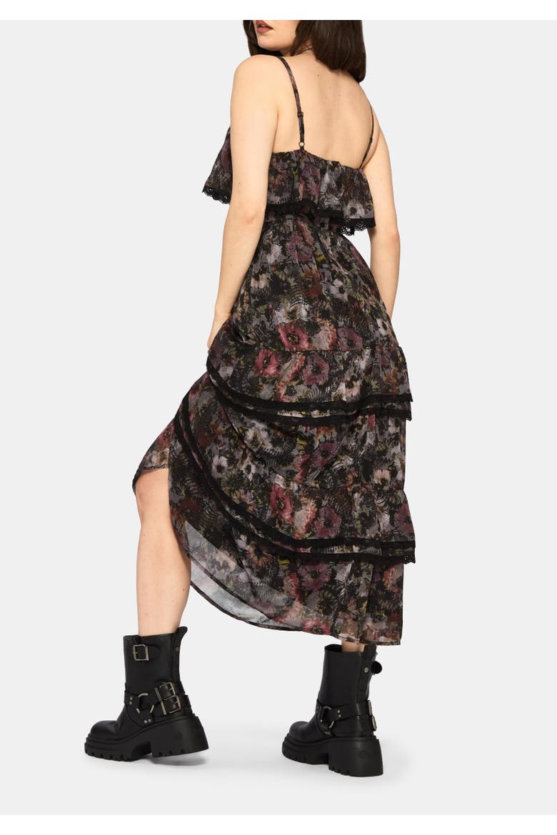 Mortua Grunge Floral Print Maxi Dress, Alternate, color, Black