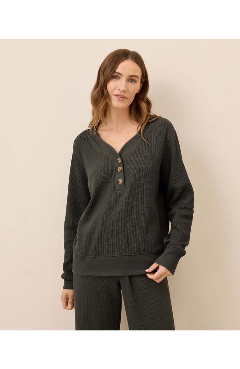 Pact Thermal Waffle Henley Pullover, Main, color, Oak
