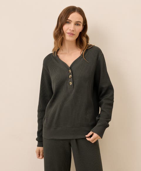 Thermal Waffle Henley Pullover