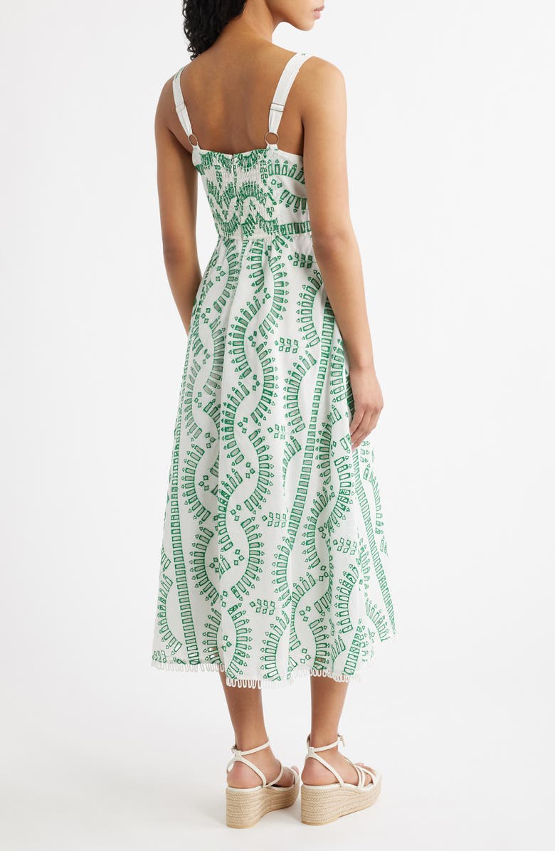 MOON RIVER Embroidered Detail Midi Dress, Alternate, color, Green Multi