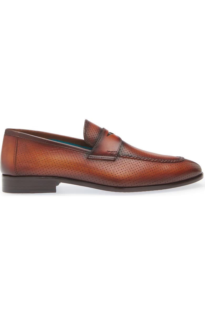 Mezlan Cueva Perforated Penny Loafer, Alternate, color, Cognac Rust