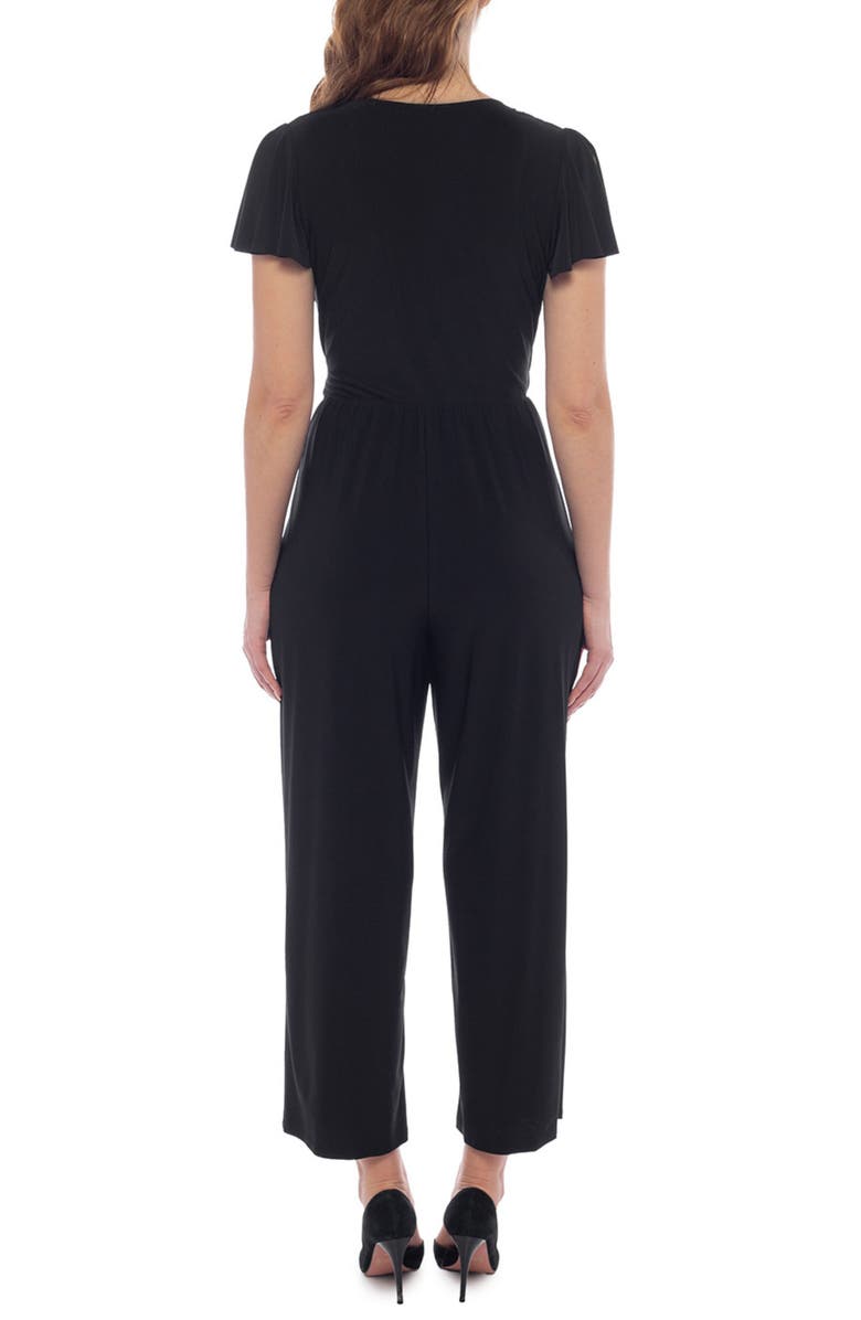TASH AND SOPHIE Flutter Sleeve Ity Faux Wrap Jumpsuit, Alternate, color, Black