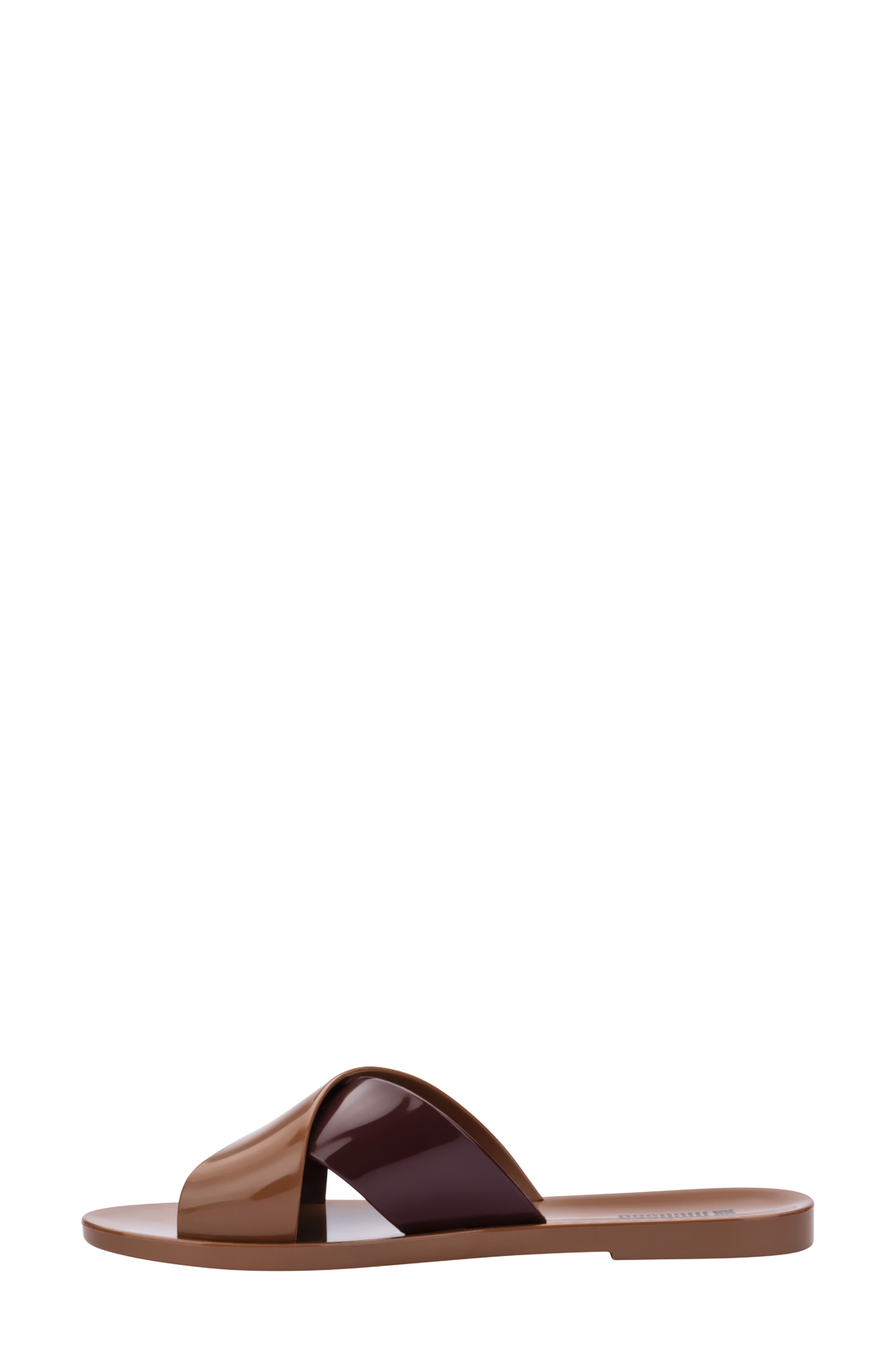 Essential Cross Slide Sandal, Alternate, color, BROWN/ BURGUNDY