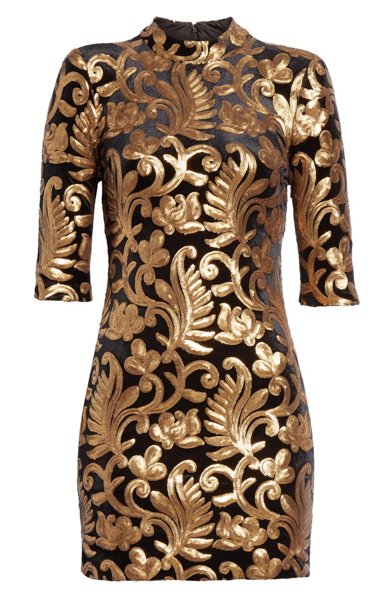 Alice + Olivia Inka Sequin Flora Dress, Alternate, color, 