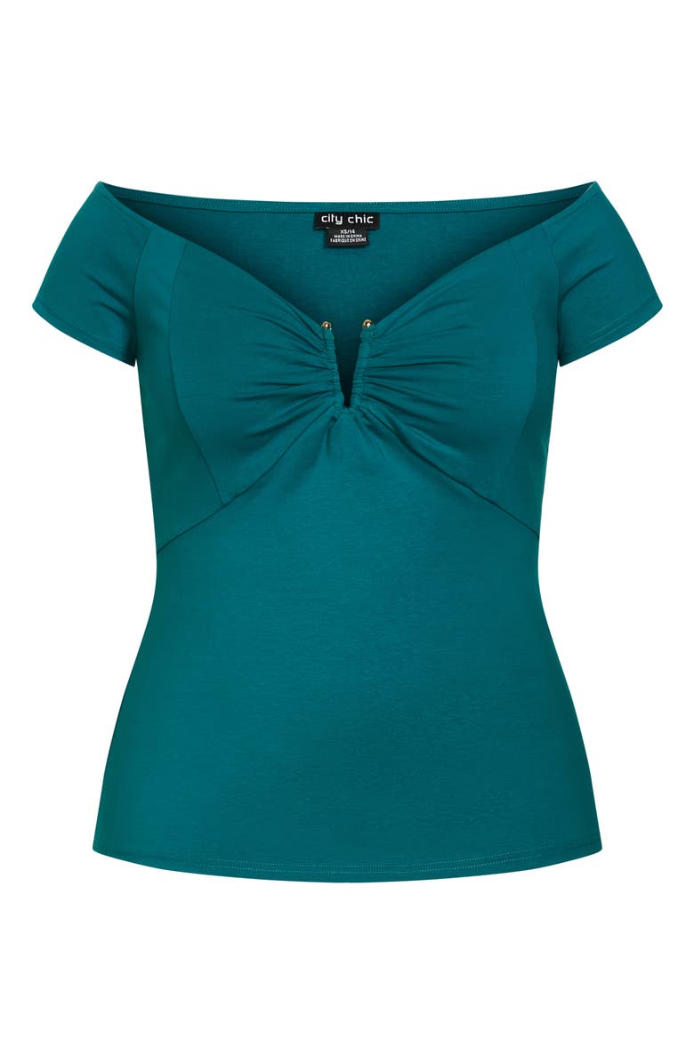 City Chic Island Off the Shoulder Knit Top, Alternate, color, Blue