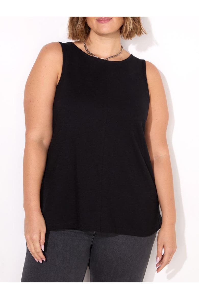 Round Cotton Slub Neck Vest, Alternate, color, Black