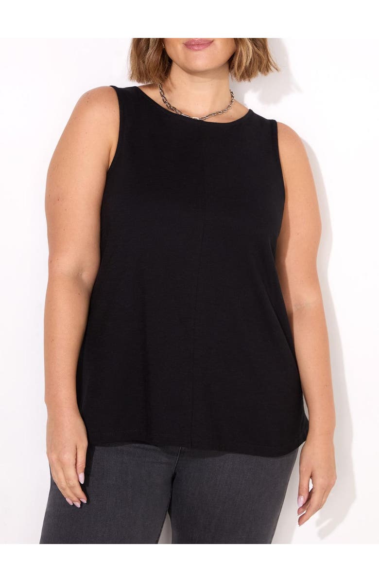 Live Unlimited Round Cotton Slub Neck Vest, Alternate, color, Black