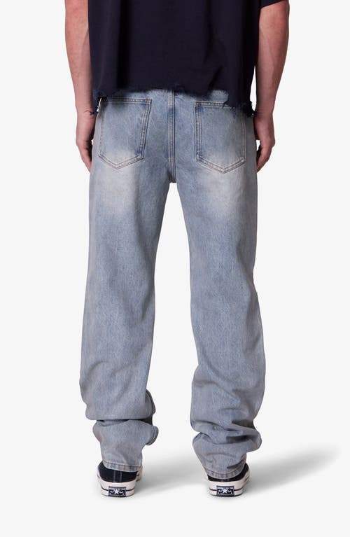 Mnml Ripped Paint Splatter Wide Leg Jeans In Blue