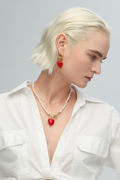 Classicharms Women's Esmée Red Glaze Heart Dangle Earrings In Red