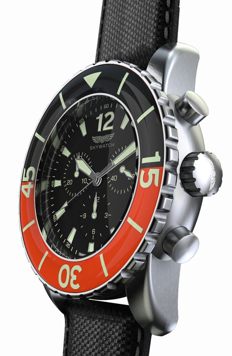 SKYWATCH Classic Chronograph Woven Strap Watch, 46mm, Alternate, color, 