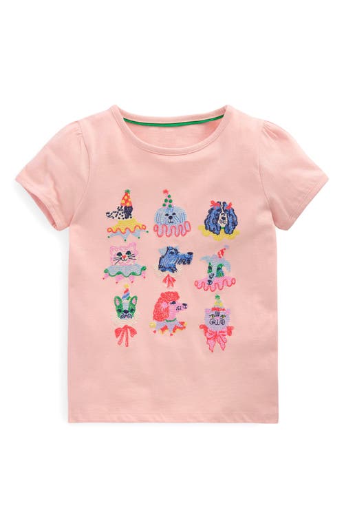 Mini Boden Kids' Pets Embroidered Cotton Graphic T-shirt In Chalk Pink Circus Pets