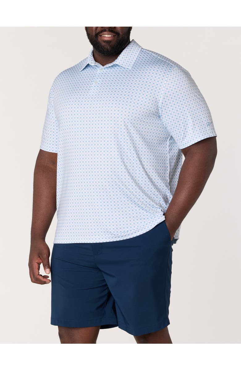 Reebok Big & Tall Mini Geometric Print Performance Polo Shirt, Main, color, Ice Blue