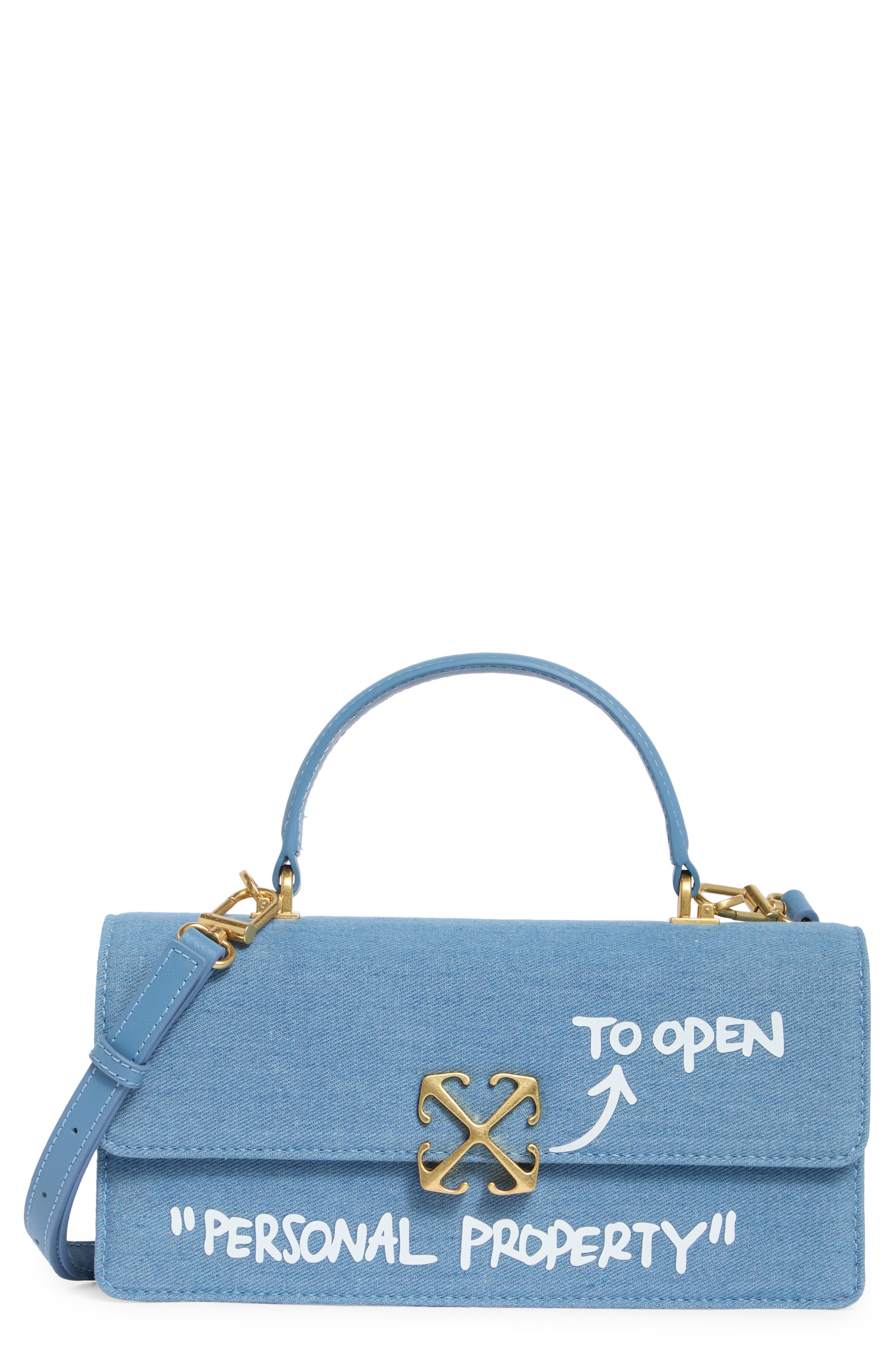 Off-White East/West Jitney Top Handle Denim Satchel