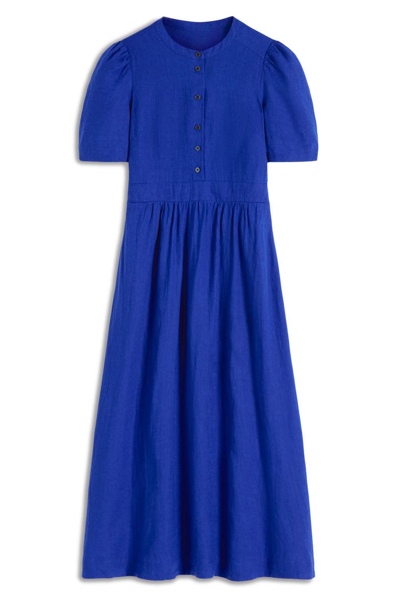 Ivy Short Sleeve Linen Midi Dress, Alternate, color, BRIGHT BLUE