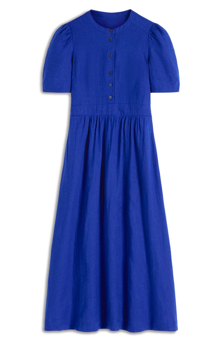Boden Ivy Short Sleeve Linen Midi Dress, Main, color, Bright Blue