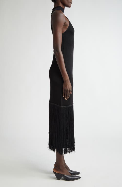 Altuzarra Cash Fringe Hem Midi Dress In 000001 Black