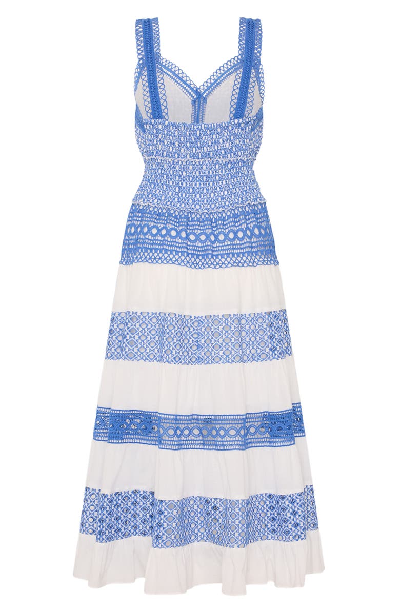 Milly Eyelet Panel Sundress, Alternate, color, White/ Blue