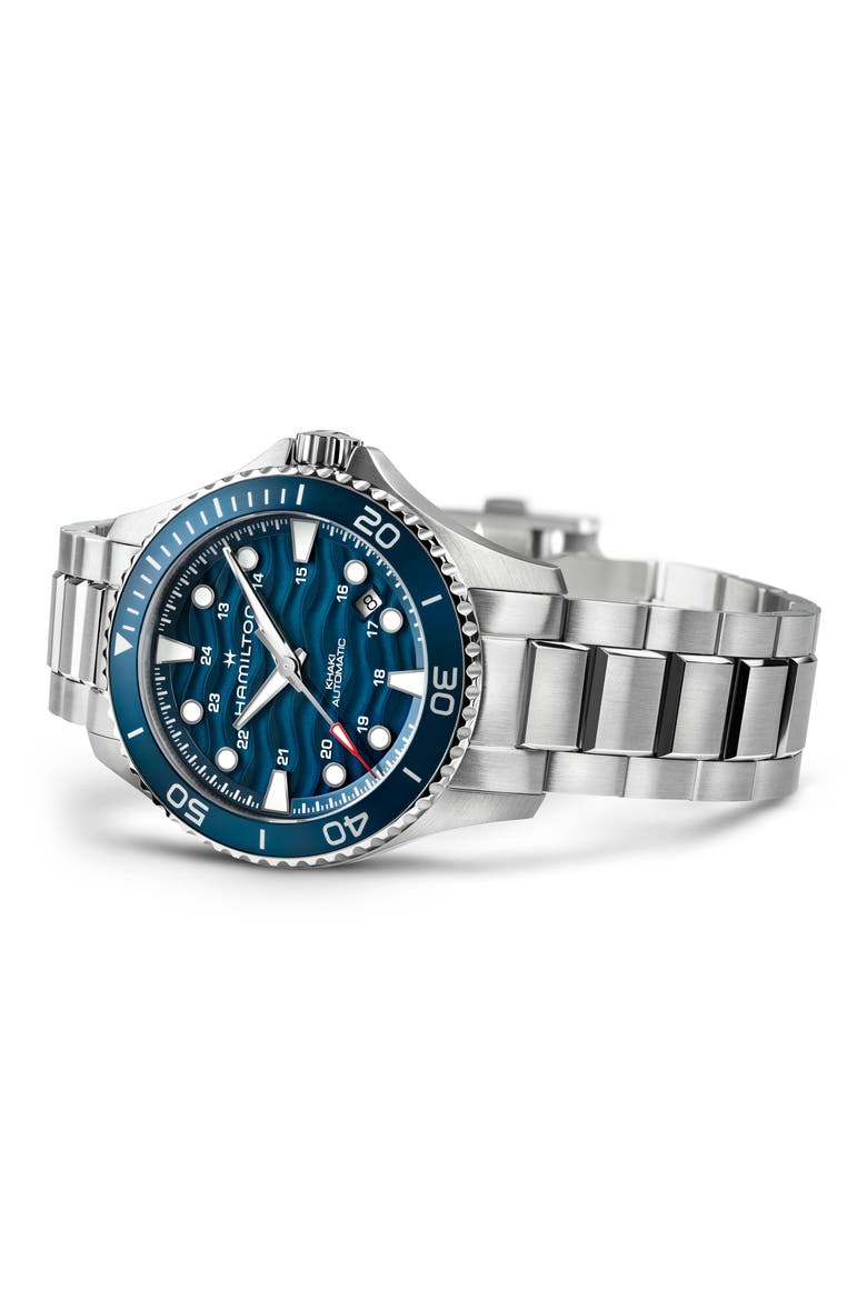 Khaki Navy Scuba Blue Automatic Bracelet Watch, 40mm, Alternate, color, BLUE