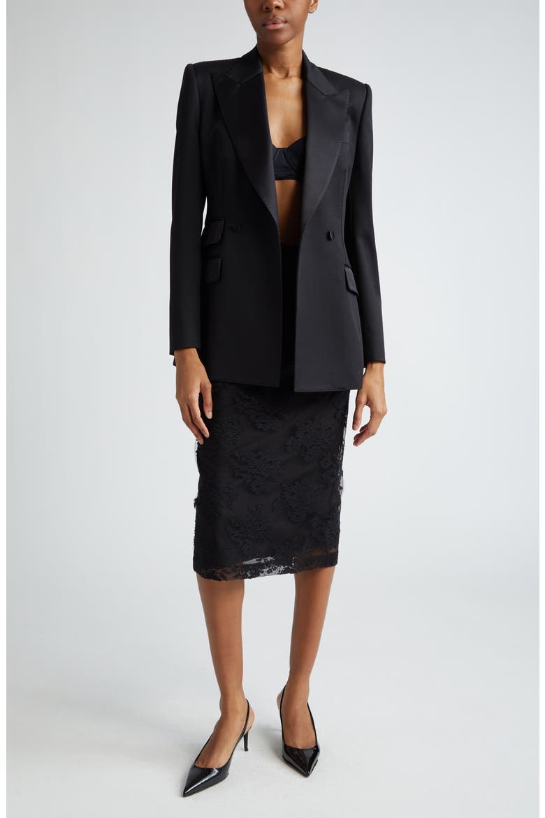 Floral Lace Pencil Skirt, Alternate, color, NERO