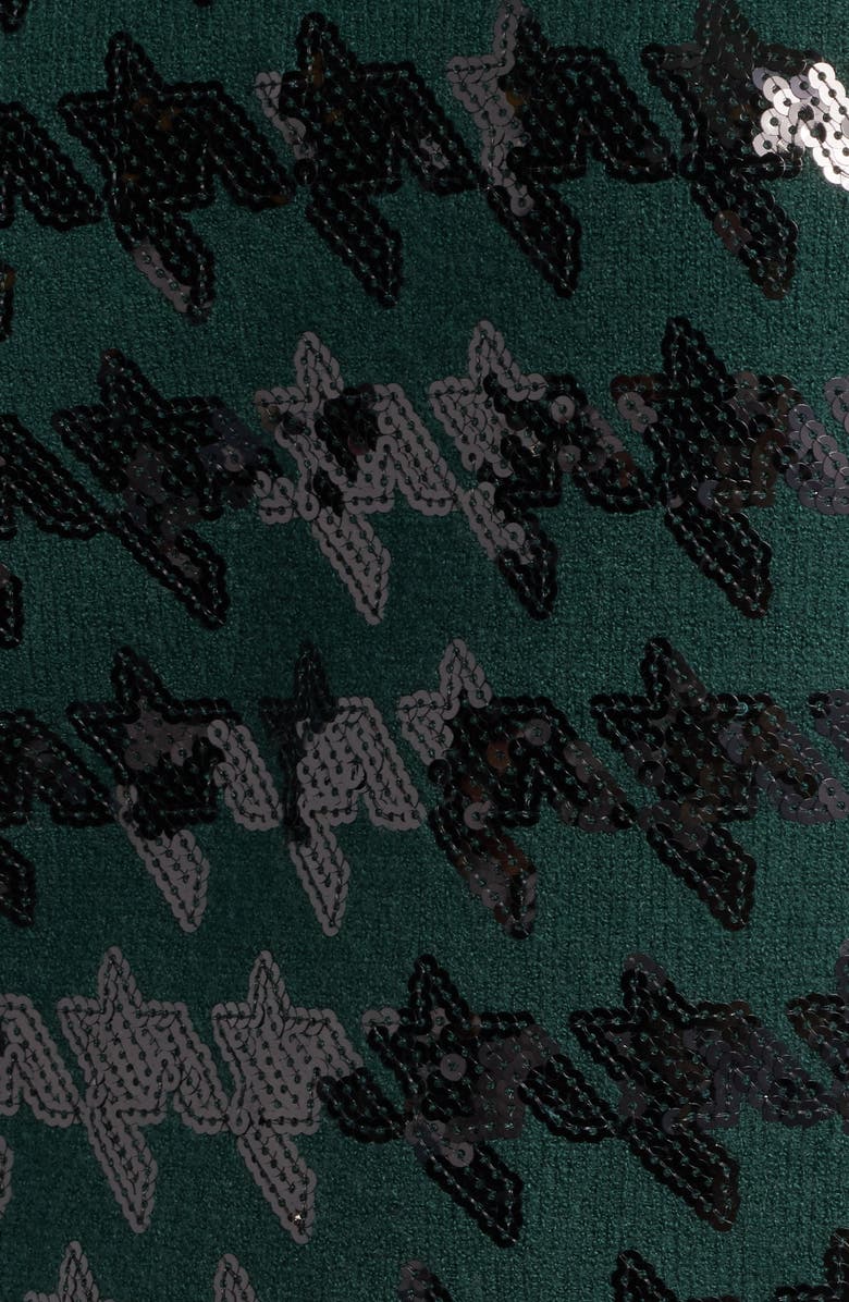 Anne Klein Sequin Houndstooth Mock Neck Sweater, Alternate, color, Pine Forest