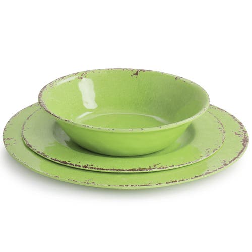Gibson Mauna 12 Piece Melamine Dinnerware Set In Green