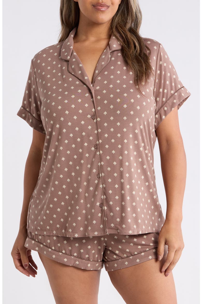 Moonlight Eco Short Pajamas, Main, color, BROWN WOODBLOCK FLEUR