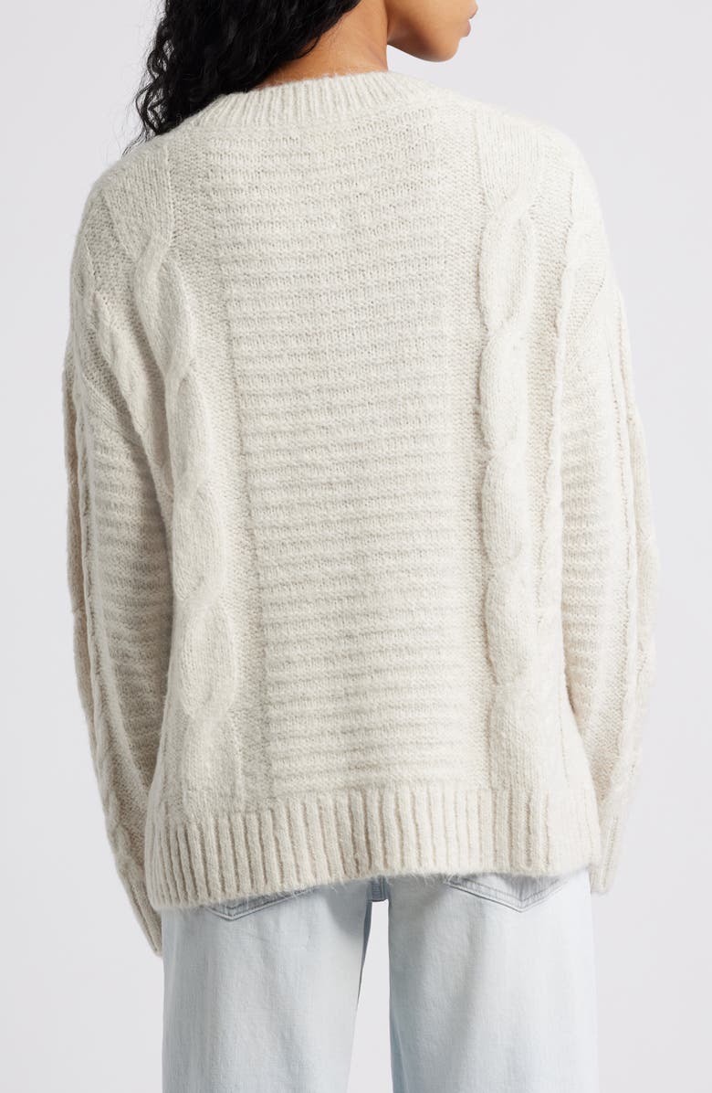 BP. Oversize Cozy Cable Sweater, Alternate, color, Beige Oatmeal Light Heather