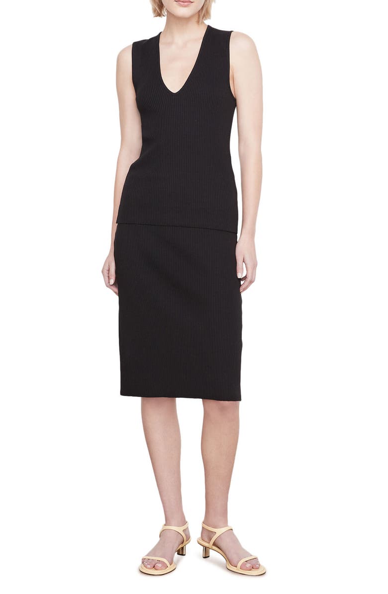 Vince Ribbed V-Neck Shell, Main, color, 