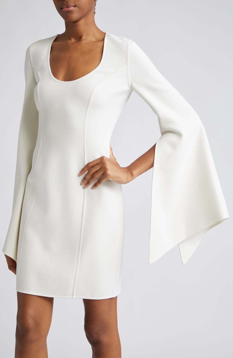 Michael Kors Collection Long Sleeve Stretch Wool Sheath Dress, Alternate, color, 