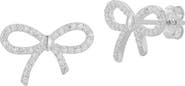 GLAZE JEWELRY Rhodium Plated Sterling Silver Pavé Bow Stud Earrings