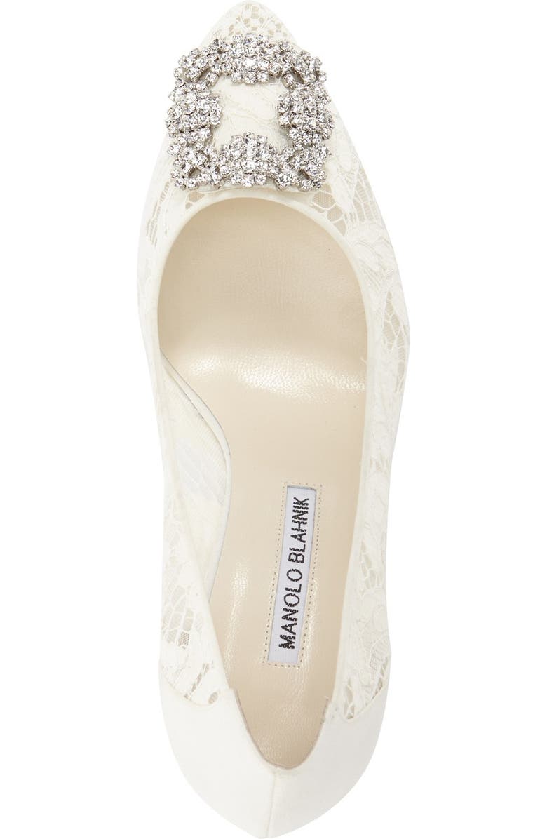 Manolo Blahnik 'Hangisi' Pointy Toe Lace Pump, Alternate, color,