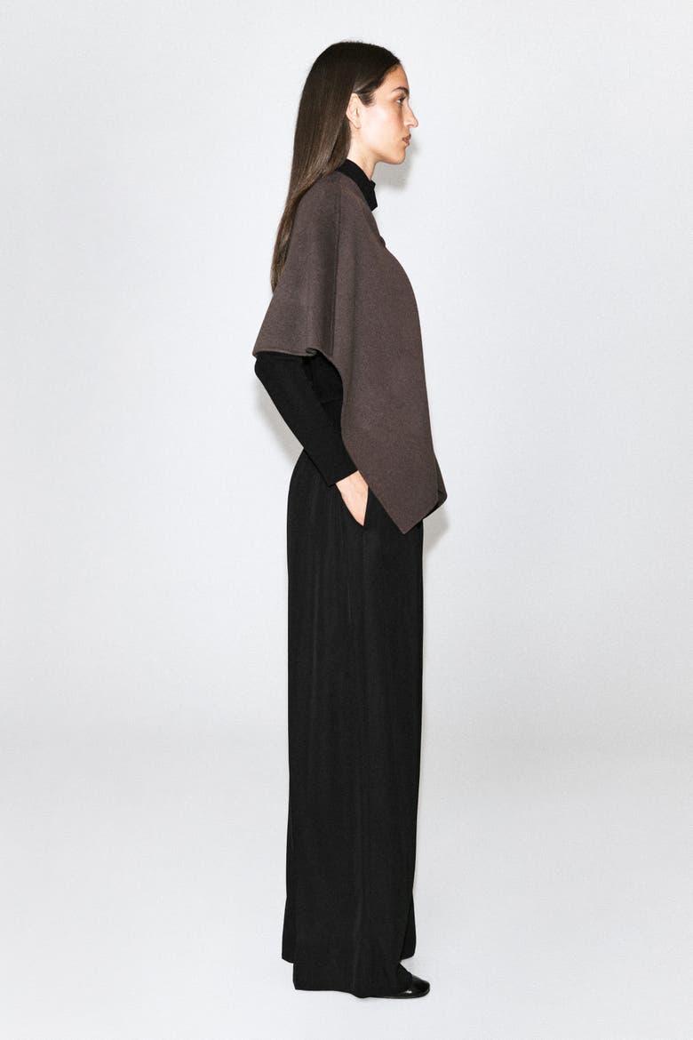 Double-faced Wool-blend Cape, Alternate, color, BROWN