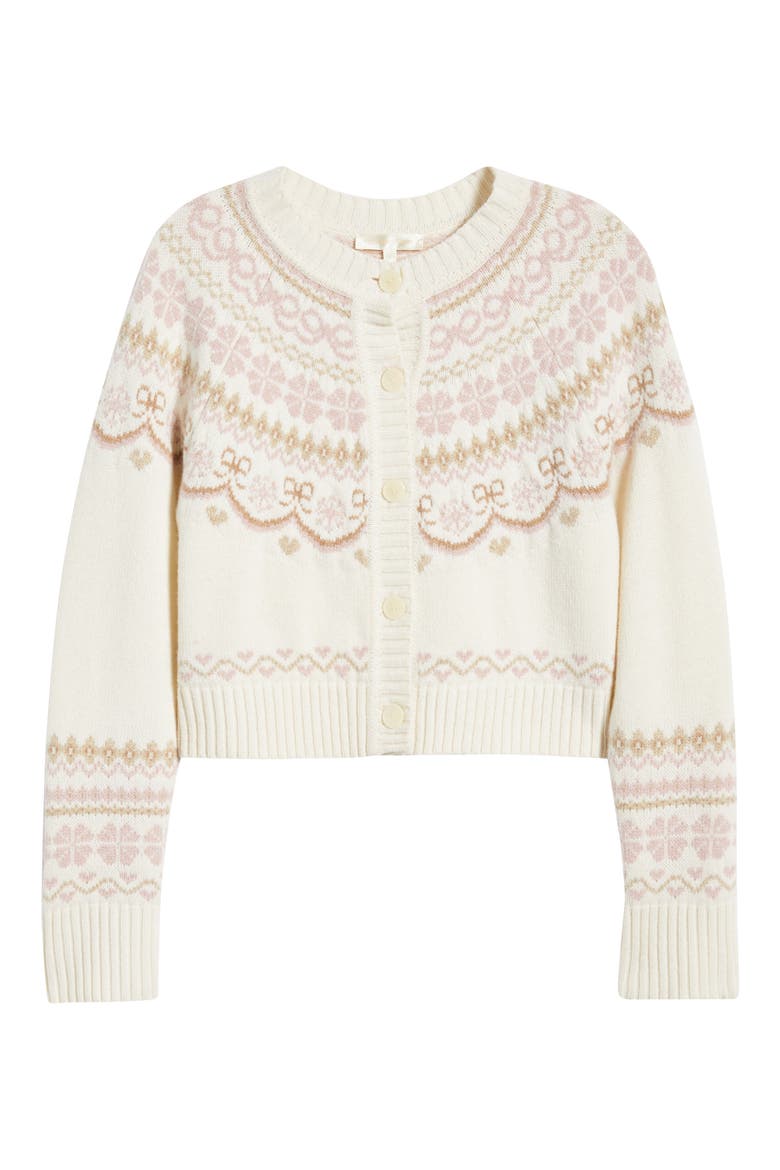 Shantae Fair Isle Merino Wool Cardigan, Alternate, color, PINK CHAMPAGNE