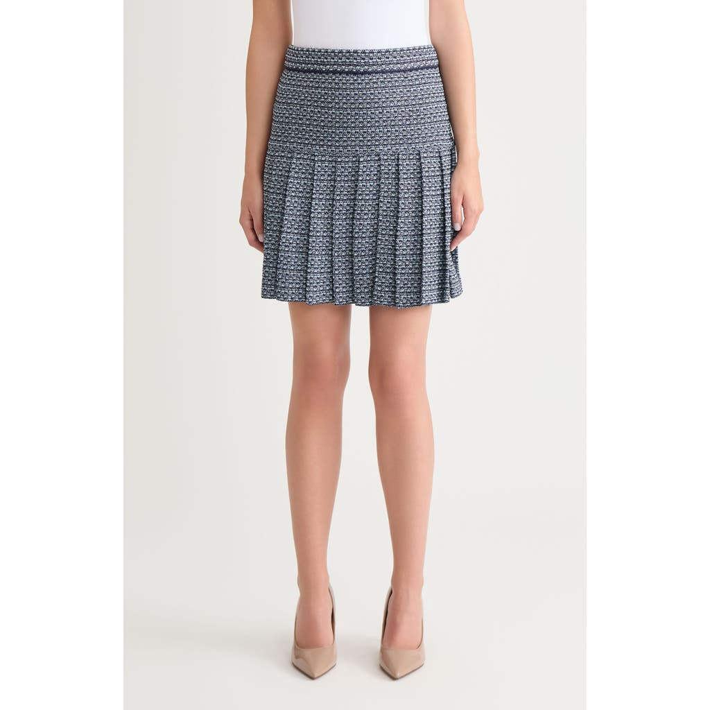 Misook X Lani Lynn Pleated Drop-waist Tweed Mini Skirt In Gray