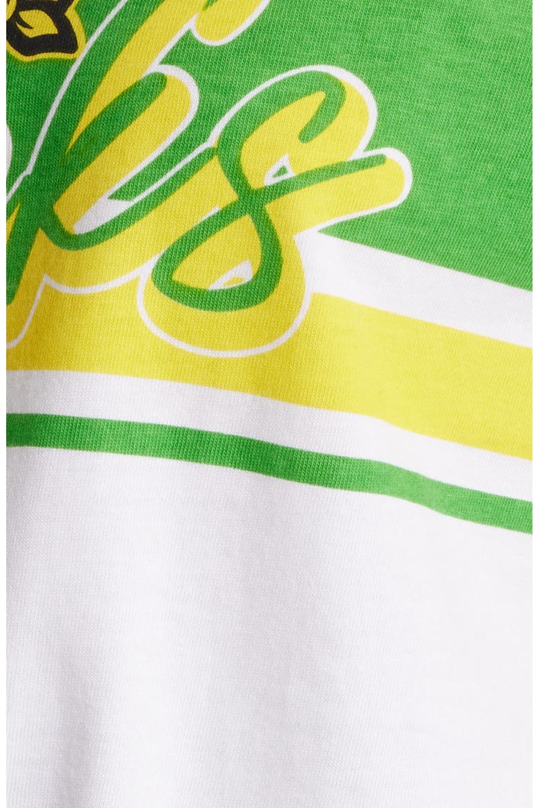Women's WEAR by Erin Andrews White Oregon Ducks Striped Front Knot Cropped T-Shirt, Alternate, color, White