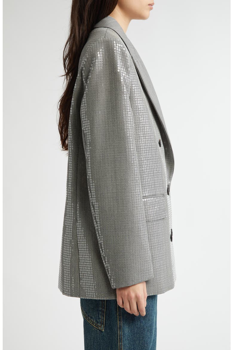 Journey Sequin Microhoundstooth Boyfriend Blazer, Alternate, color, BLACK/ ANTIQUE WHITE